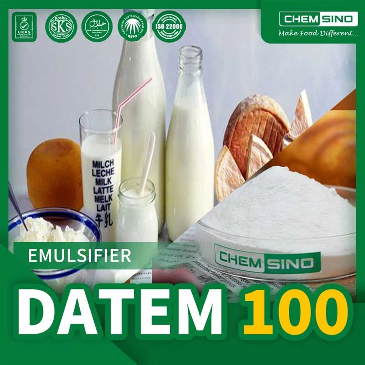 DATEM 100 procentų daugiausia naudojamas kaip emulsiklis aliejaus ir vandens pagrindu pagamintiems ingredientams maišyti